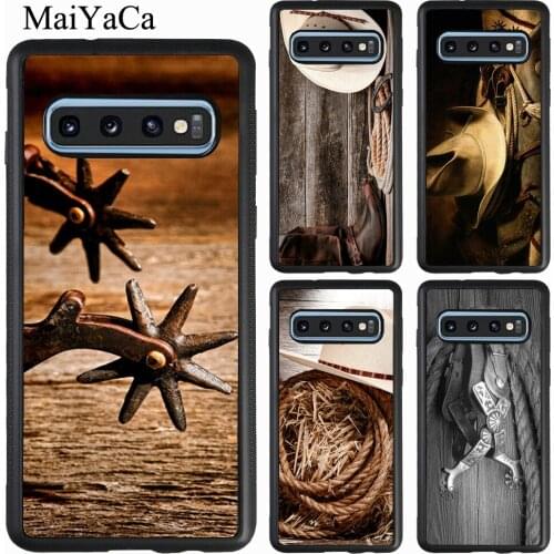 Cowboy Cowgirl Boots Spur Hat Case For Samsung Galaxy A71 A51 A21S A40 A50 A70 A20e A31 M21 S9 S10 S20 Plus Note 20 Ultra