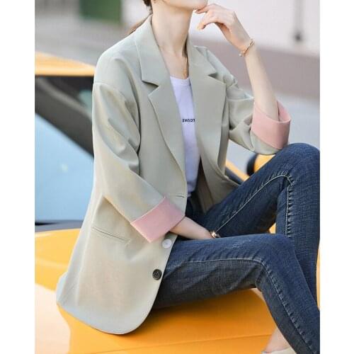 Black Suit Coat femininity Korean Short French small 2021 spring and summer new loose casual wear