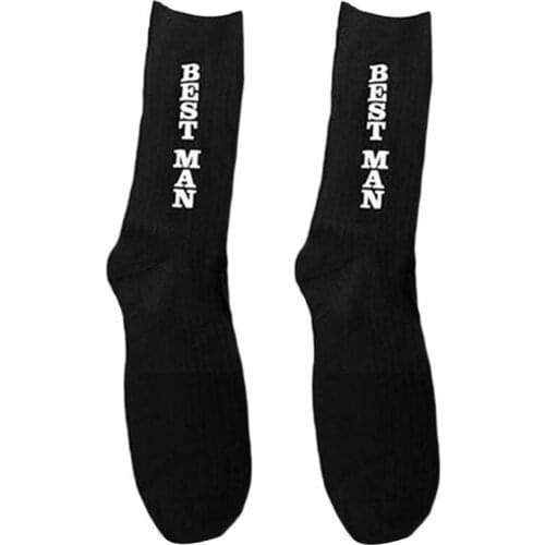 Black Groom Socks 2021 Hot Sale Fashion Creative Black Best Man Socks Trendy Cotton Blend Mid-Tube Socks For Wedding-Party
