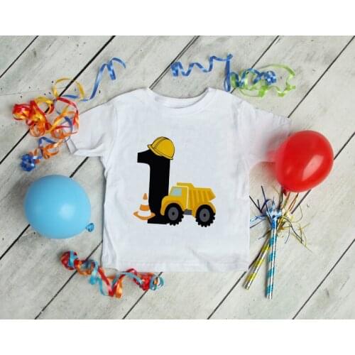 Baby Short Sleeve Excavator Tops Children Fashion Tshirt 1 2 3 4 5 Years Boy Construction Birthday Shirt Kids Boys T-shirts