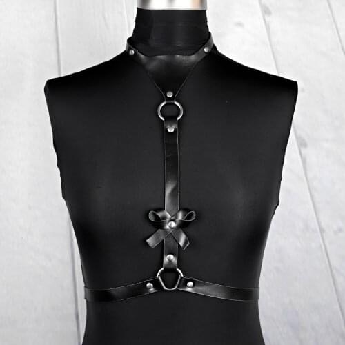 Punk Leather Lingerie Harness Women Body Bondage Garters For Stockings Crop Top Suspenders Straps Belt Punk Goth Sek Waist Belt