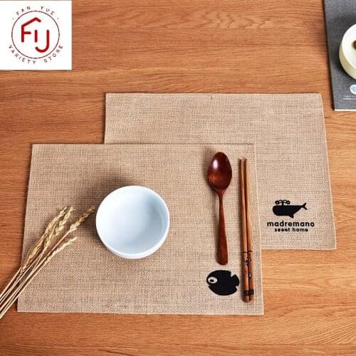 Insulation Pad Solid Placemats Linen Non Slip Table Mat Kitchen Accessories Decoration Home Pad Jute Natural Environmental Prote