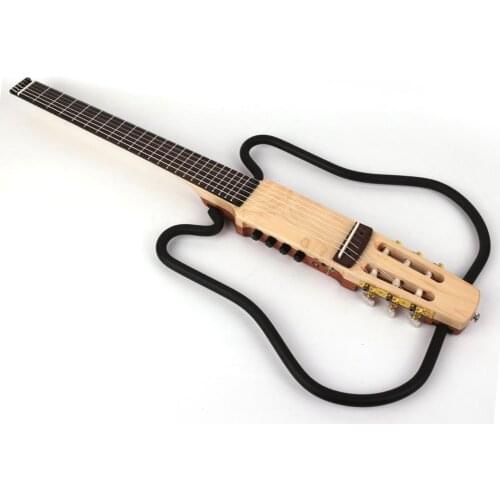 New design nylon string headless classical silent electric guitar built in effect travel portable free shipping
