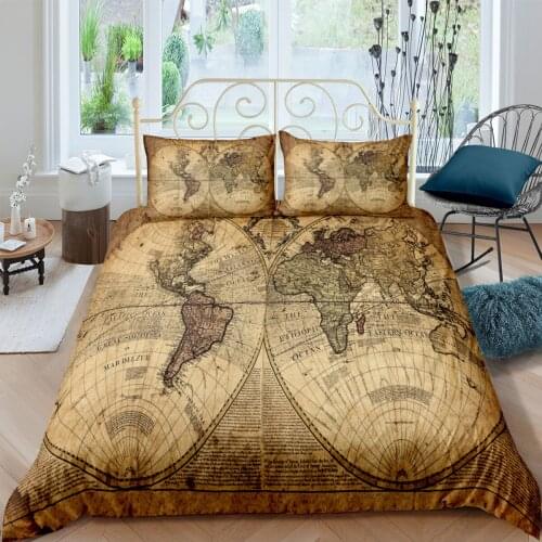 3D Bedding Sets Black Duvet Quilt Cover Set Comforter Bed Linen Pillowcase King Queen 203x230cm World Map Design Home Texitle