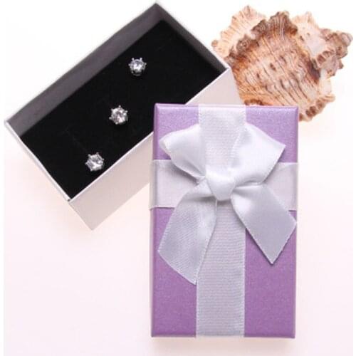 24Pcs Purple&White Jewelry Packaging Box Ribbon Bowknot Gift Case Boxes Display Elegant Christmas New Year Valentines Day