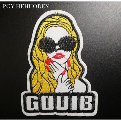 PGY Character Embroidery Fashion Girl Patch Upholstery Iron-On Shoes and Clothes Badge Creative Pocket Accessories
