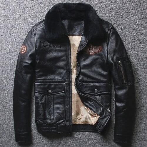 Autumn And Winter Thick Leather Jackets Cowboy Pilot Air Force Clothing Mens Leather Jacket Thickened