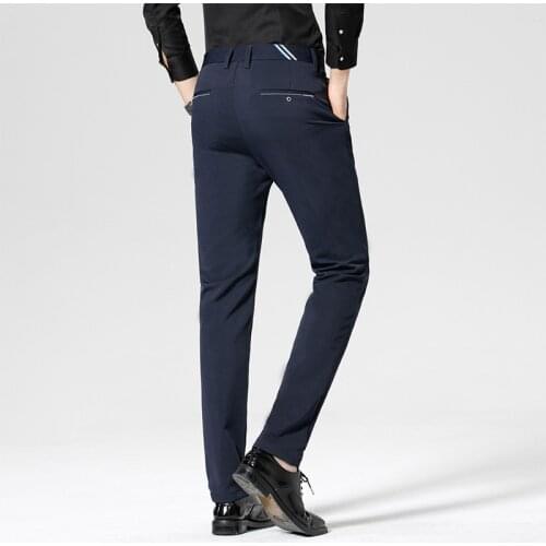 2021 Mens Spring Autumn Fashion Business Casual Long Pants Suit Pants Male Elastic Straight Formal Trousers Plus Big Size 29-40