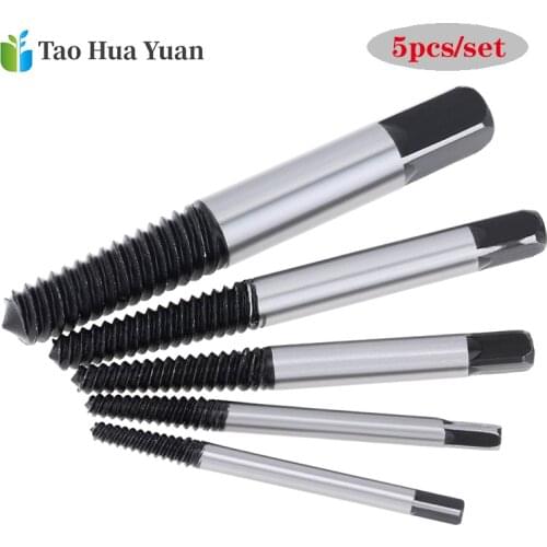 Upgrade 5pcs/lot Screw Extractors Broken Damaged Screw Extractor Drill Bit Guide Set Broken Bolt Remover Easy Out Set AA+9527JJY