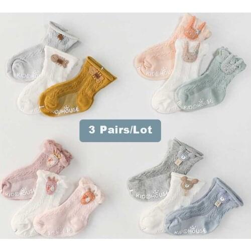 Newborn Socks Anti-slip Baby Girl Boy Toddler Summer Sock For Newborns Infant Babies Kids White Funny Cartoon Mesh From 0 Child