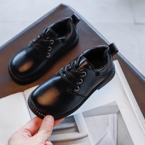 2020 Autumn Winter Warm Kids Casual Black Leather Shoes Boys School Student Shoes Party Shoes Infant Kids Shoes Size 21-30