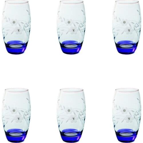 Paşabahçe 41020 Papatya Mavi 6 Adet Barel Su - Meşrubat Bardağı