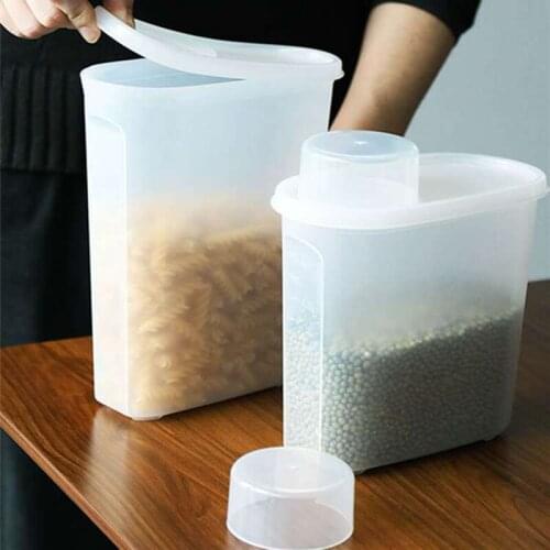 PP Food Storage Box Plastic Clear Container Set with Pour Lids Kitchen Storage Bottles Jars Dried Grains Tank