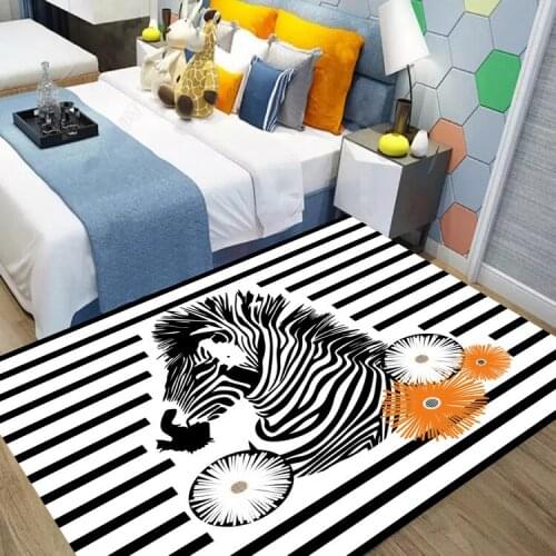 Zebra Shaggy Anti-Skid Floor play Mats 3D Carpet Non-slip Rug Dining Living Room Soft Kids Bedroom Mat Carpet