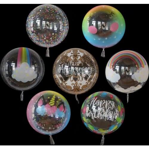 20'' Transparent PVC Printed Helium Bubble Balloon Inflatable Bobo Balloons For Wedding Birthday Party Baby Shower Decoration