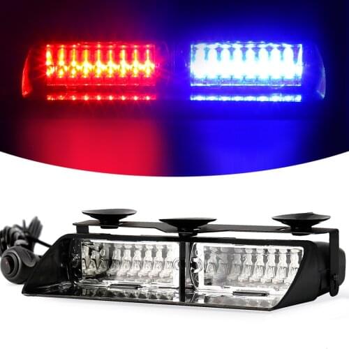 S2 16 LED Strobe Signal Emergency Police Windshield Warning Beacon Lights Red Blue 12V