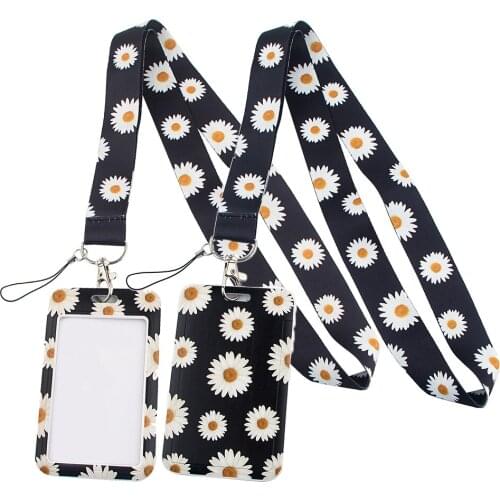 LT44 Fashion little Daisy Lanyard For Keychain ID Card Pass Gym Mobile Phone USB Badge Holder Key Ring Neck Straps Accessories