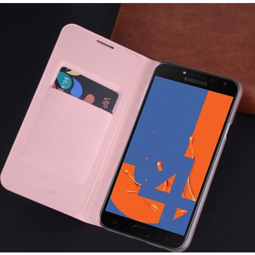 Slim Leather Wallet Case Flip Cover With Card Holder Phone Carrying Bag Mask For Samsung Galaxy J4 2018 J400F J400G Fundas Capa