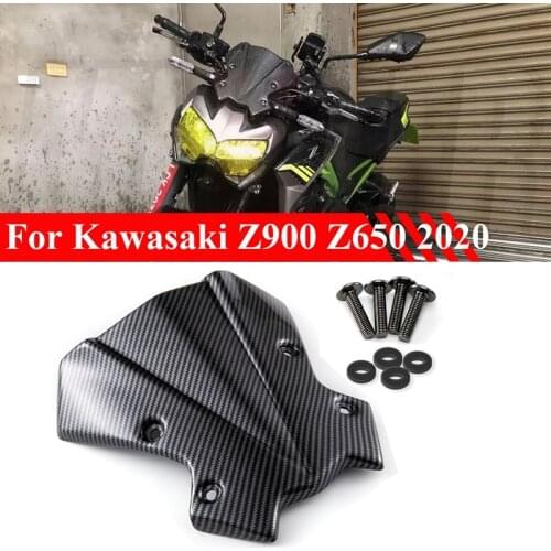 Motorcycle Headlight Windshield Windscreen Wind Deflector for KAWASAKI Z900 Z650 2020 Carbon Fiber Pattern