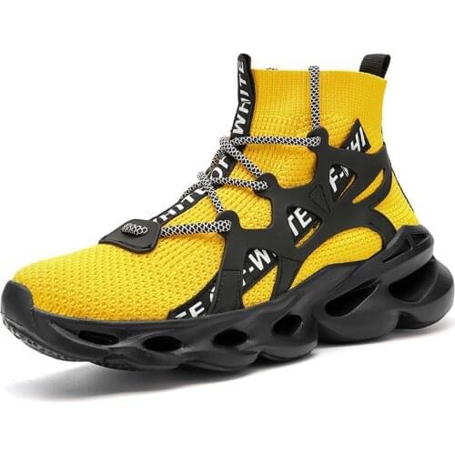 High Top Sneakers Men Sock Shoes Lace-Up Blade Sneakers Men Wear-Resistant Sock Footwear Big Size Mens Casual Shoes Hot Sale