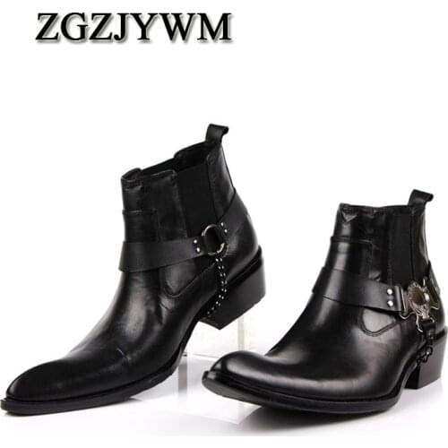 ZGZJYWM Spring/Summer Black/Red Boots Elastic Band Pointed Toe Bullock Patterns Oxford Dress Shoes For Men Ankle Boots