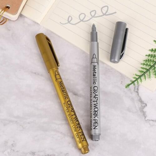 Gold Silver Epoxy Resin Drawing Pen Gold Leafing Point Pen Marker Acrylic Paint Highlights Metallic Permanent Marker