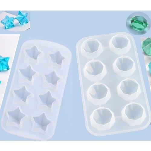 1=8pcs UV epoxy Resin star Diamond shape Liquid Silicone Mold jewelry earring pendant Making DIY Decoration Craft art