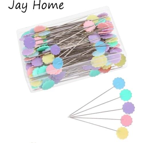 100Pcs Flat Head Straight Pins Flower Head Sewing Pins Patchwork Quilting Pins Decorative Pins for Dressmaking Sewing DIY Crafts