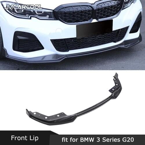 For BMW 3 Series G20 2019 2020 MP Style Front Lip Spoiler ABS Black Head Bumper Chin Splitters Guard 3 PCS/Set