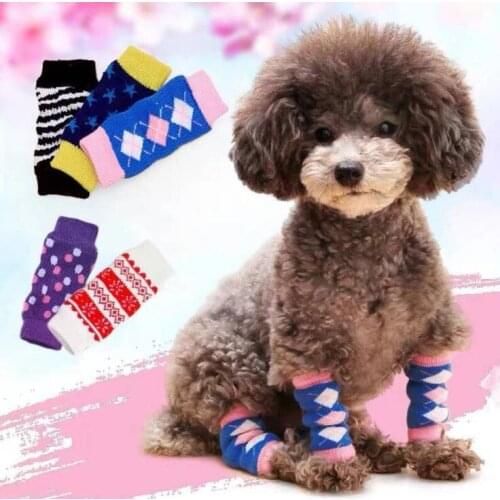 4Pcs/Set New Pet Socks Cover Joint Protection Dog Warm Knee Protector Anti-Skid Pet leg Warmer Pet Supplies