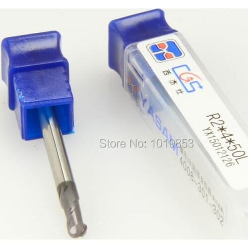 5pcs CGS-250 R2X4X50L HRC50 SOLID tungsten carbide ball nose end mills milling cutter for stainless steel SUS304 316 or steel