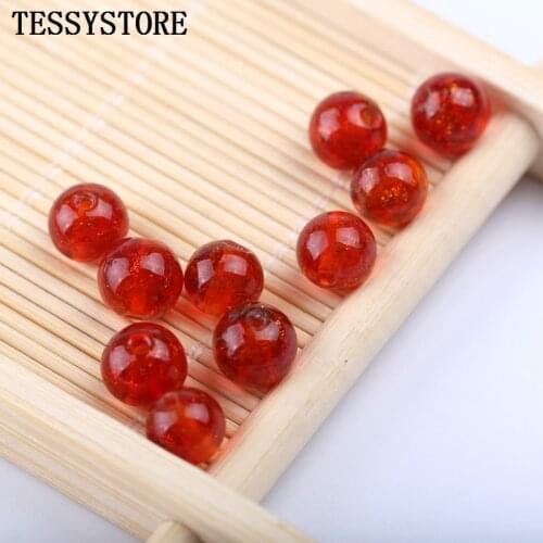 5pcs Transparent Round Lampwork Beads Sands Crystal Glass Beads For Jewelry Making Bracelet Handmade DIY Accessories