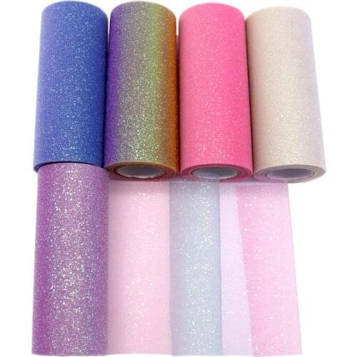 7.5cm/15cm 10Yards Rainbow Glitter Tulle Fabric DIY Craft Baby Shower Tutu Skirt Headwear Gifts Packaging Wedding Party Decor