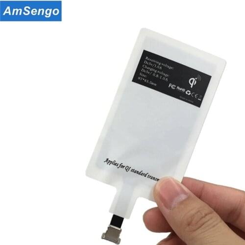 Amsengo For Iphone 5 5s 6 6s Plus Qi Wireless Charger Receiver Card for iPhone 7 7 Plus Mobile Phone Smart Charging Adapter