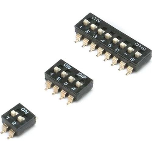 Free shipping 10pc SMT Toggle Switch 2 4 8 way Black Snap Switches switch 2.54mm SMD