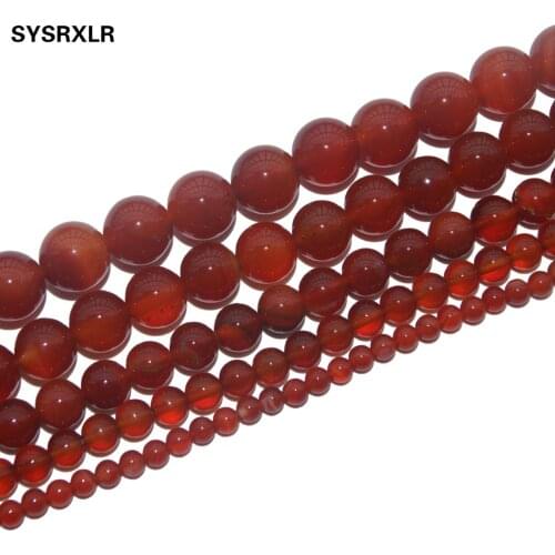 Free Shipping Natural Stone Red Carnelian Agates Round Loose Beads For Jewelry Making Diy Bracelet Necklace 4/6/8/10/12 MM