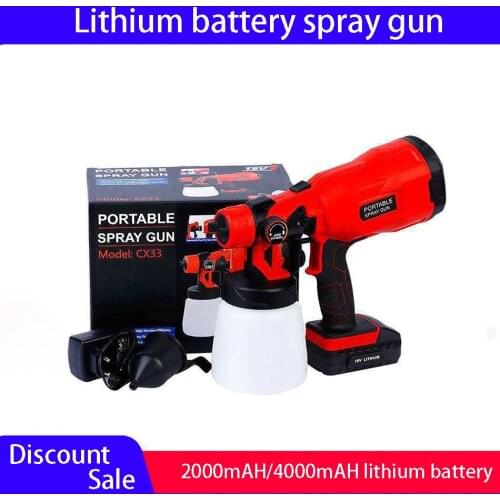 Cordless electric spray gun 4000mAh large capacity lithium ion battery portable paint sprayer