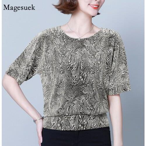 Glitter Shirt Tops Sequin Blouse Tunic Women Blouses Red Golden Shine Womens Blouses Fashion New Elegant Shiny Plus Size 14083