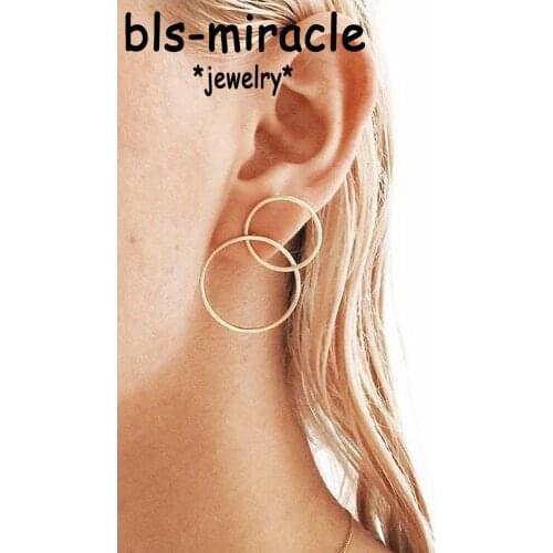 Bls-miracle Trendy Round Earrings Set For Women 2018 New Fashion 2 Color Statement Stud Earring Classic Female Jewelry E-X-026