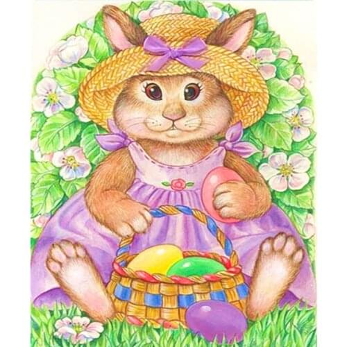 DIY Diamond Painting Easter Bunny 5D Diamond Mosaic Rabbit Cross Stitch Embroidery Cartoon Full Drill Festiv Wall Decoration