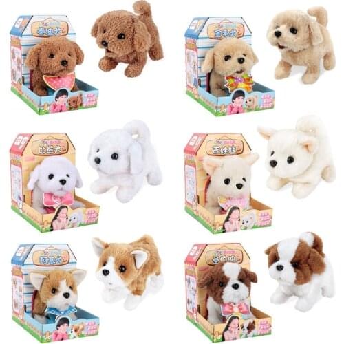 Electric traction rope dog colorful plush toys music equipment remote traction rope dog childrens electronic toys