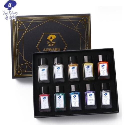 Pual Rubens Watercolor Paint Set 18ml Glitter Media 10 Colors Pearlescent Effect Pigment Watercolor Tool for Artist Art Supplies
