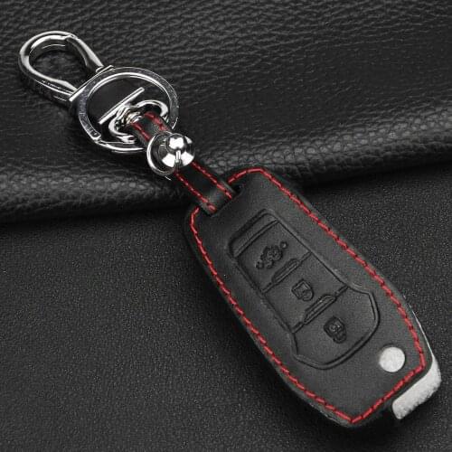 Kutery 10pcs/lot 3 Buttons Leather Remote Car Key Case Cover Styling For Ford Everest Explorer Edge Focus Kuga
