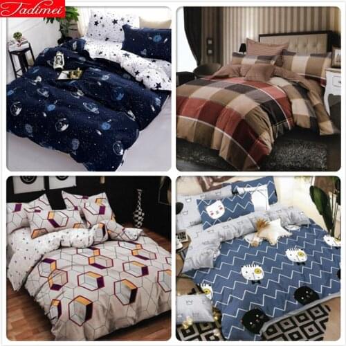 Bedding Set 4pcs Duvet Cover Fitted Sheet Pillowcase 1.2m 1.35m 1.5m Bed Linen Single Twin Full Queen Size Quilt Case Kid Cotton