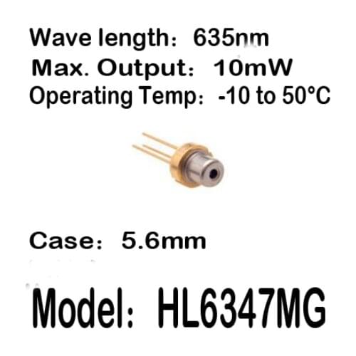 1-20pcs/lot HL6347MG HL6347 635nm 10mW 5.6mm -10 to 50C operating temp Laser diode