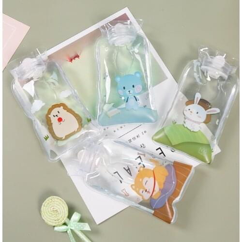 Cute Transparent Hot Water Bottle Warm Belly Treasure Cartoon Hand Warmer Filled Mini Explosion-proof Portable Hot Water Bags