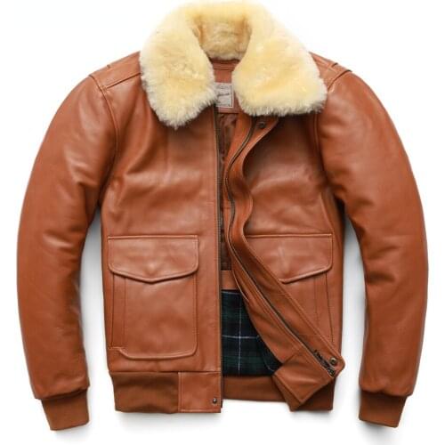 Thickening Quilted 100% Cowhide Leather Jacket Men Air Force Flight Jacket Man Winter Coat Collar Removable M176