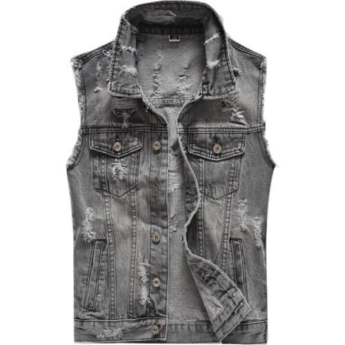 Male Hip Hop Waistcoat Patchwork Denim Vest Men Fashion Patch Designs Brand Designer Vest Denim Waistcoat