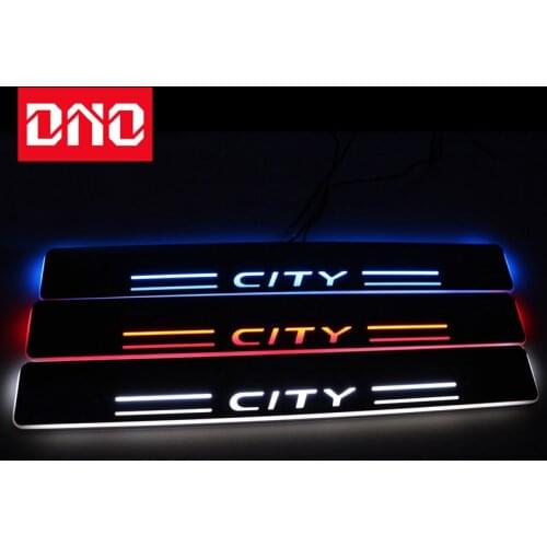 DNO Trim Pedal LED Car Light Door Sill Scuff Plate Pathway Dynamic Streamer Welcome Lamp For Honda City Grace 2015 - 2018