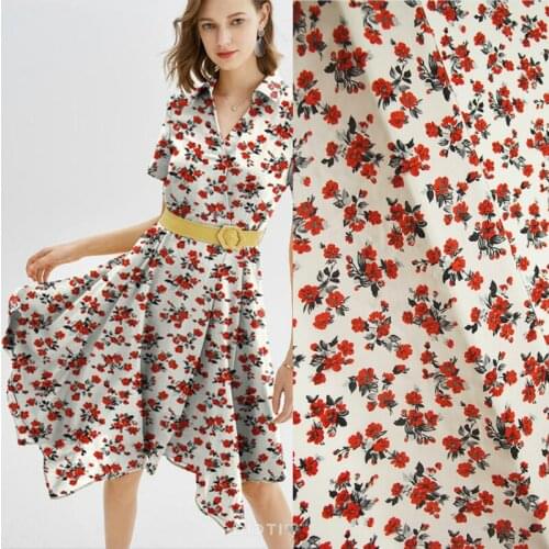 Natural printed 100% mulberry silk crepe de chine fabric cloth 138 cm width 16 mm summer fashion shirt dress sewing fabric